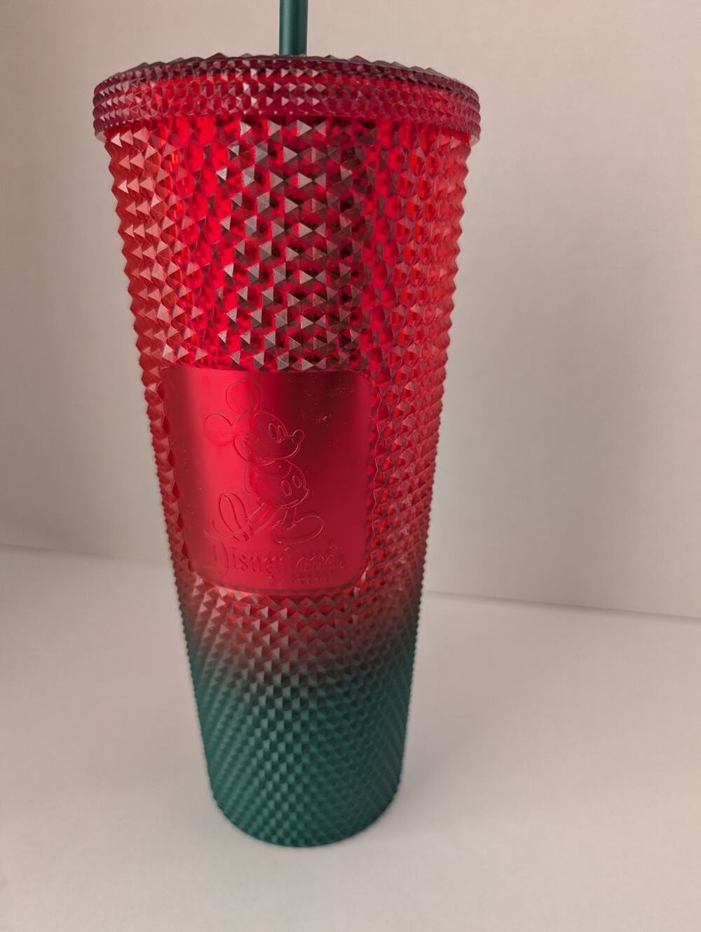 Disneyland Starbucks Studded Tumbler Red Green Ombre Mickey Mouse 24oz Cold Cup